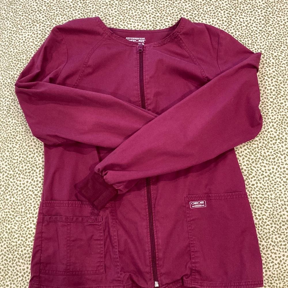 Wine Cherokee scrub jacket